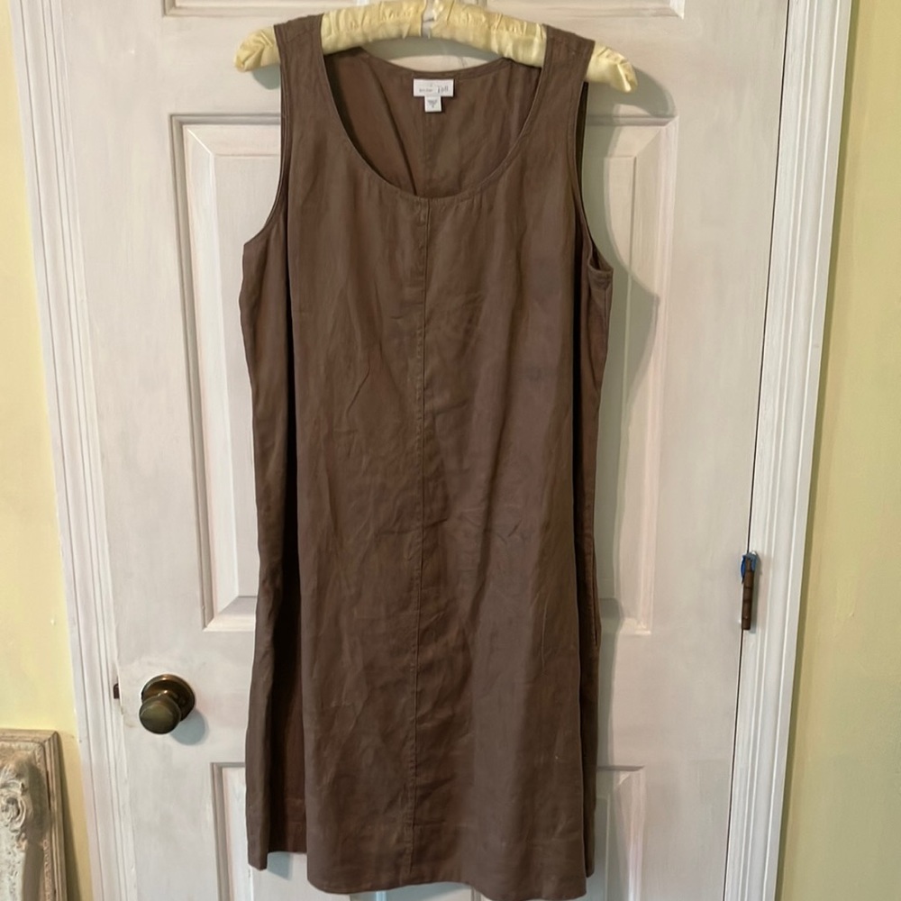 J Jill tobacco brown sleeveless linen shift M